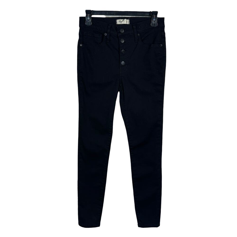Madewell SZ 27 - 9” Skinny Jeans Mid-Rise Button-Fly Stretch Pockets Black Women